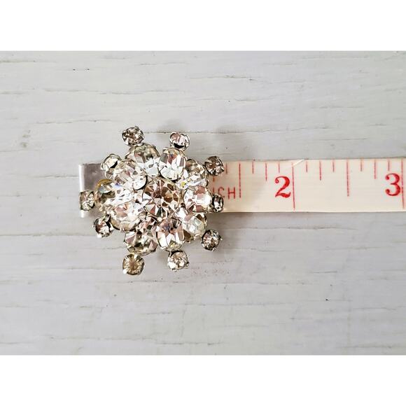 Vintage Mini Floral Clear Rhinestone Dome Brooch - Picture 6 of 6